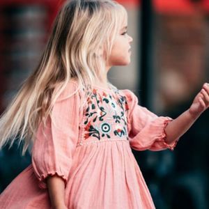 Pink Chicken Arianna Embroidered Gauze Dress, 3YR (K3)